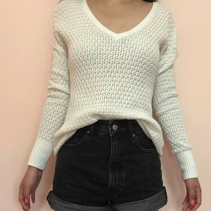 V-neck cream sweater